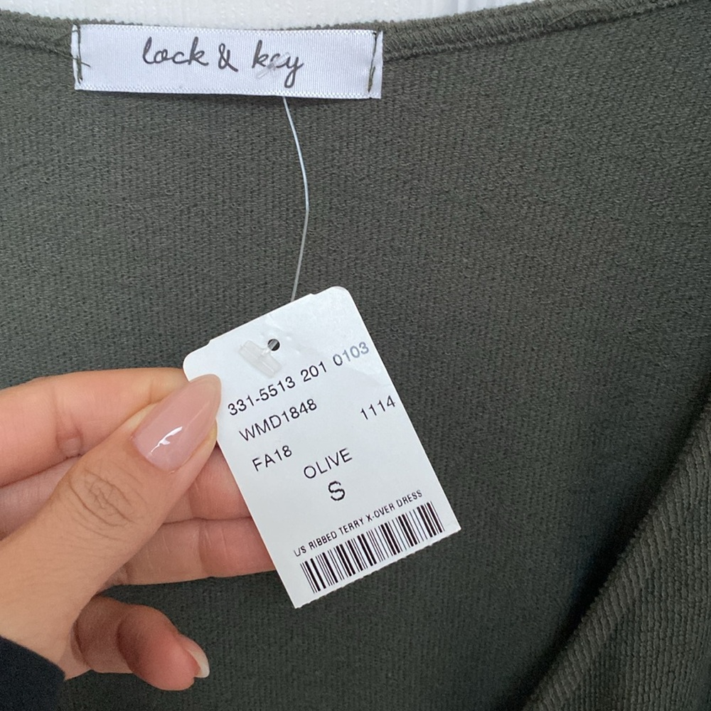NWT Lock & Key Ribbed Terry Crossover Dress (S) - Picture 4 of 6